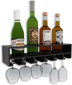 Onlineshoppee 4 Bottle Rack Wooden Wall Shelf