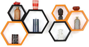 Custom Decor Hexagon Wooden Wall Shelf