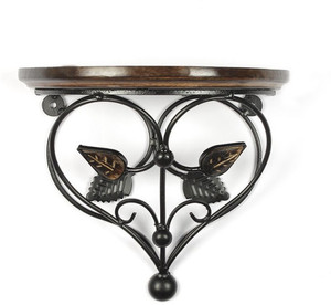 Onlineshoppee Wooden, Iron Wall Shelf