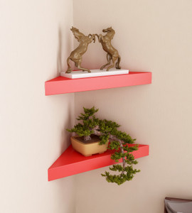 Home Sparkle Triangular Wooden Wall Shelf