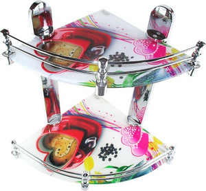Royal Indian Craft RIC593 Heart Printed 12 By 12 Inch Multipurpose Double Glass Wall Shelf