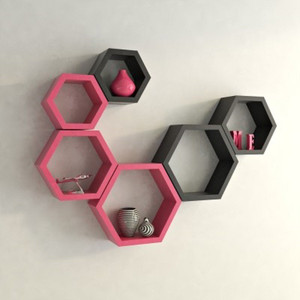 Wallz Art Hexagon Shape MDF Wall Shelf