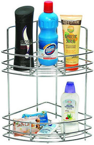 RBJ Bathroom Corner 2 Tier Stainless Steel Wall Shelf