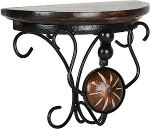 Derien Contemporary Wooden, Iron Wall Shelf
