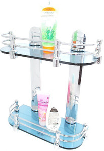 Royal Indian Craft Royal BLUE Color 12 By 5 Inch Multipurpose Double Glass Wall Shelf