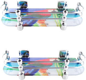 Royal Indian Craft Hard Chrome Bracket 12 by 5 Inch (Pack of 2) Beautiful Parrot Printed Glass Wall Shelf