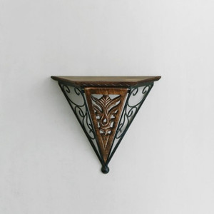 Onlineshoppee wood & wrought iron New Fancy wall bracket Wooden Wall Shelf