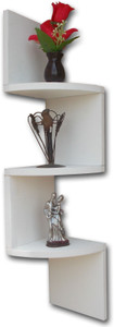 BM WOOD FURNITURE 3 TIYER CORNER Wooden Wall Shelf