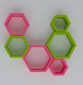 Wallz Art Hexagon Shape MDF Wall Shelf