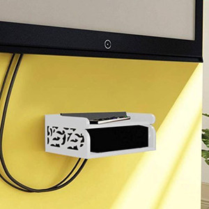 Onlineshoppee Set Top Box Holder cum Remote Organizer Wooden Wall Shelf