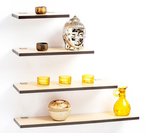 Bluewud MDF, Brass Wall Shelf