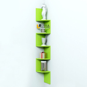 Usha Furniture Corner Mount Wall Shelves Zigzag Shape Rack MDF Wall Shelf