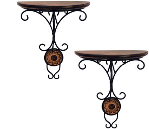 Desi Karigar Wooden, Iron Wall Shelf