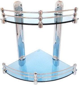 Royal Indian Craft Royal BLUE Color Double Corner Multipurpose Glass Wall Shelf