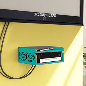 Onlineshoppee Set Top Box Holder cum Remote Organizer Wooden Wall Shelf
