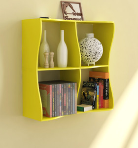 Home Sparkle Wave Design Wooden Wall Shelf