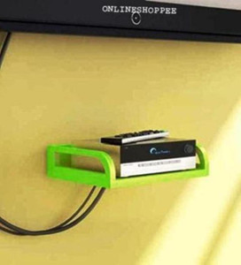 Onlineshoppee Set Top Box Holder cum Remote Organizer Wooden Wall Shelf