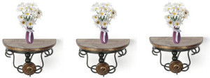 Onlineshoppee Wooden, Iron Wall Shelf