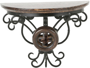 Derien Contemporary Wooden, Iron Wall Shelf