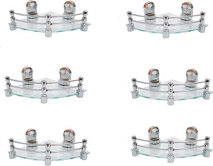 Royal Indian Craft Queen Bracket 8 By 8 Inch White Pattern Printed (Pack of 6) Glass Wall Shelf