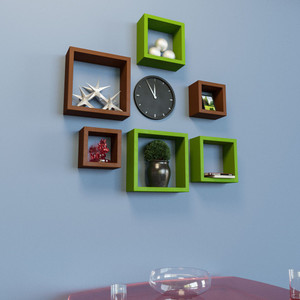 DecorNation Nesting Square Shape MDF Wall Shelf