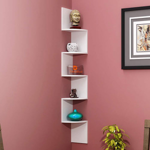 DriftingWood Zigzag Shape Corner Wooden Wall Shelf