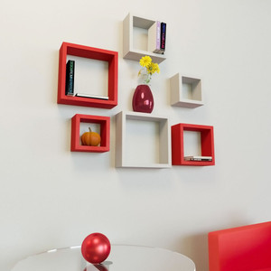 DecorNation Nesting Square Shape MDF Wall Shelf