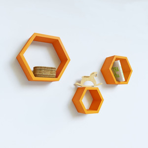 Wallz Art Hexagon Shape MDF Wall Shelf