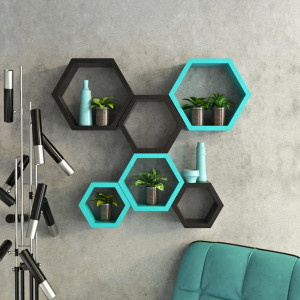 Encore Decor Hexagon Shape MDF Wall Shelf