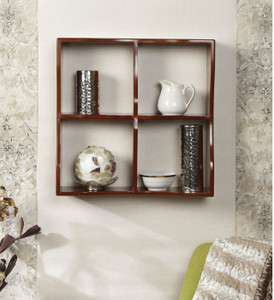 Onlineshoppee Four compartments Wooden Wall Shelf