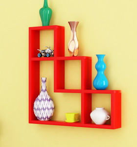 Home Sparkle L Shaped Wooden Wall Shelf