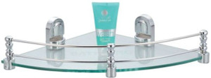 Aqua Fit Aquasoft prime series toughened glass corner shelf with brass fitting Glass Wall Shelf