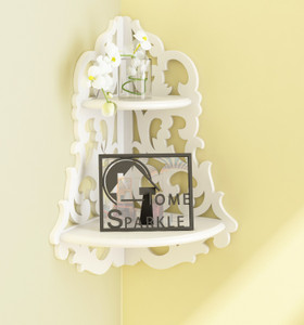 Home Sparkle Carved Corner MDF Wall Shelf