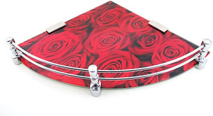 Royal Indian Craft RIC529 Rose Printed 12 Inch Glass Wall Shelf