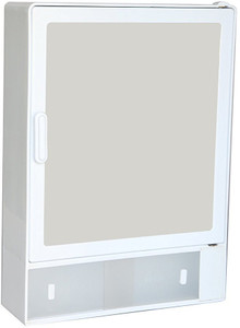 Zoom Zoom Good Morning Bathroom Mirror Cabinet (Sliding) Plastic Mirror Storage Chest (40.64 x 10.6 x 30.48, White, Blue, Ivory, Z101CSL) (WHITE) Plastic Wall Shelf
