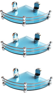 Royal Indian Craft Craft (Pack of 3) Queen Bracket Energetic Blue Glass 8 By 8 Inch Glass Wall Shelf