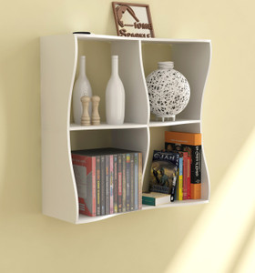 Home Sparkle Wave Design Wooden Wall Shelf