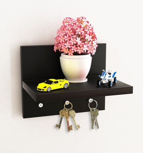 Being Nawab Elite Blackish Key Hanger Wooden Wall Shelf