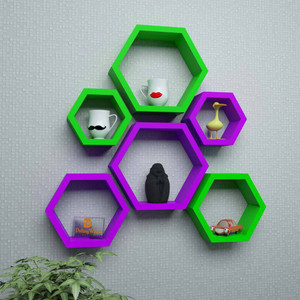 DriftingWood Hexagon Shape Wooden Wall Shelf