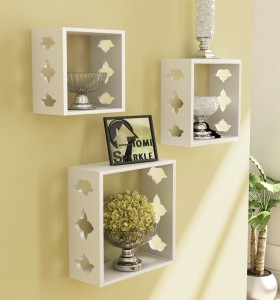 Home Sparkle 3 Cube Shelves Wooden Wall Shelf