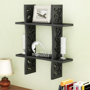 Home Sparkle Foldable Plus Shaped Carved Wall Rack MDF Wall Shelf