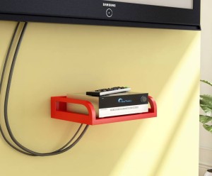 Onlineshoppee Set Top Box Holder cum Remote Organizer MDF Wall Shelf