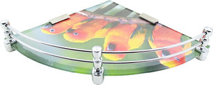 Royal Indian Craft RIC532 Parrot Printed 12 Inch Glass Wall Shelf