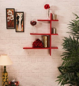 New Look Mw20 Red Wooden Wall Shelf