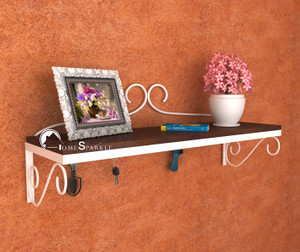Home Sparkle Cubical Wooden, Iron Wall Shelf