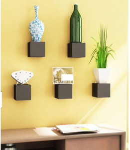 Onlineshoppee Pack of 5 Wooden Wall Shelf