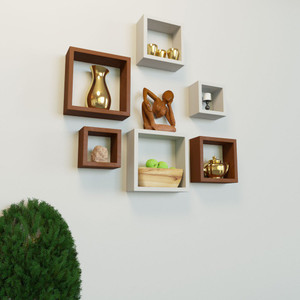 DecorNation Nesting Square Shape MDF Wall Shelf