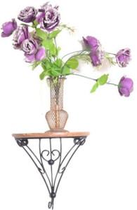 Onlineshoppee Wooden & Wrought Iron Wall Bracket Wooden Wall Shelf