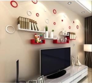 Onlineshoppee Wooden Handicraft Wall Decor Designer Wall Shelf Pack of 6 Red & White combo Wooden Wall Shelf