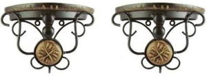 Onlineshoppee Beautiful wood & wrought iron Fancy Handicrafts Bracket Wooden Wall Shelf